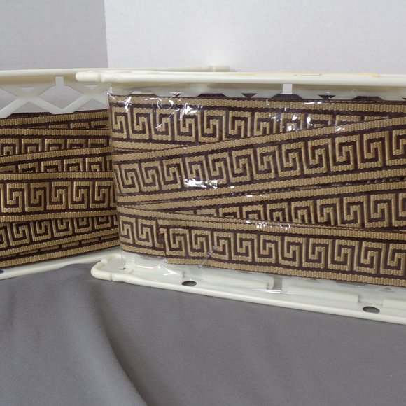1-3/4" Greek Key Jacquard Woven Ribbon Trim 20+ yds - Picture 6 of 10